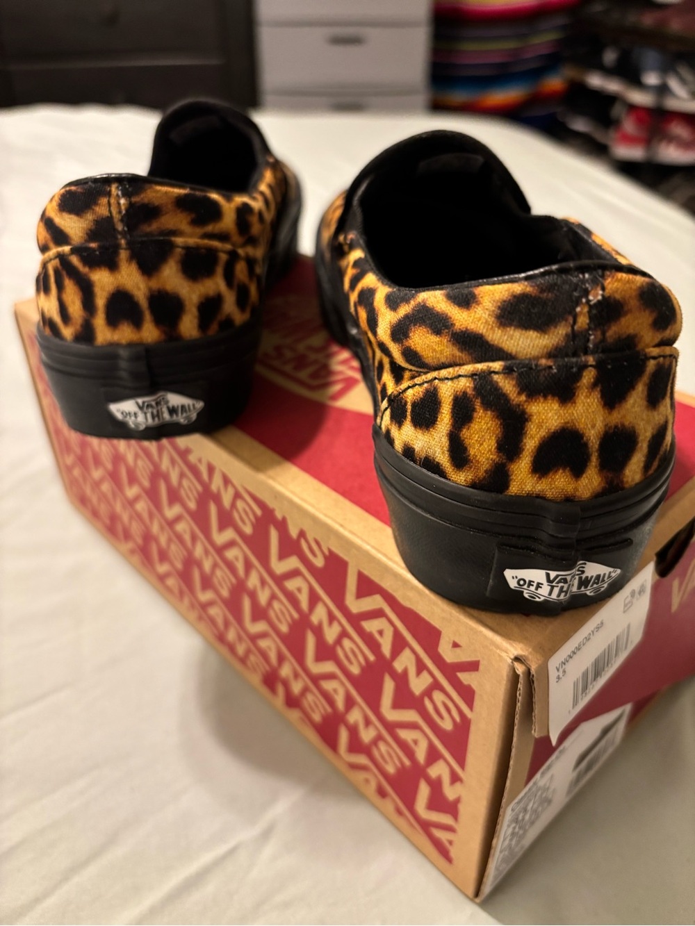 Vans Leopard Print Slip-On Sneakers with Black Soles - Picture 3 of 6